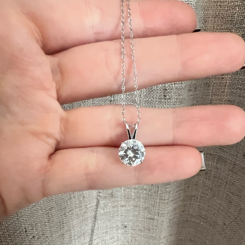 Moissanite silver solitaire necklace
